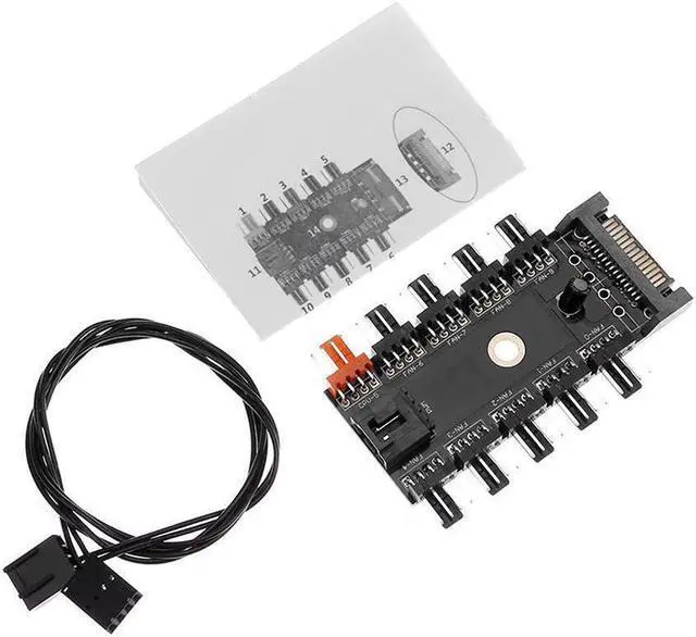 Alt view image 4 of 6 - 1 to 10 PC Cooling Fan Hub Splitter LED Cable PWM SATA 12V 4 Pin PWM Power Supply Speed Controller Adapter