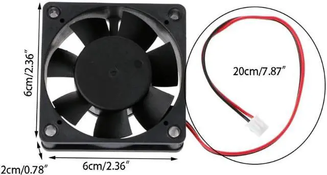 Alt view image 4 of 6 - 60mm*60mm*20mm DC 12V 2 Pin Cooler Brushless Axial PC CPU Case Cooling Fan 6020