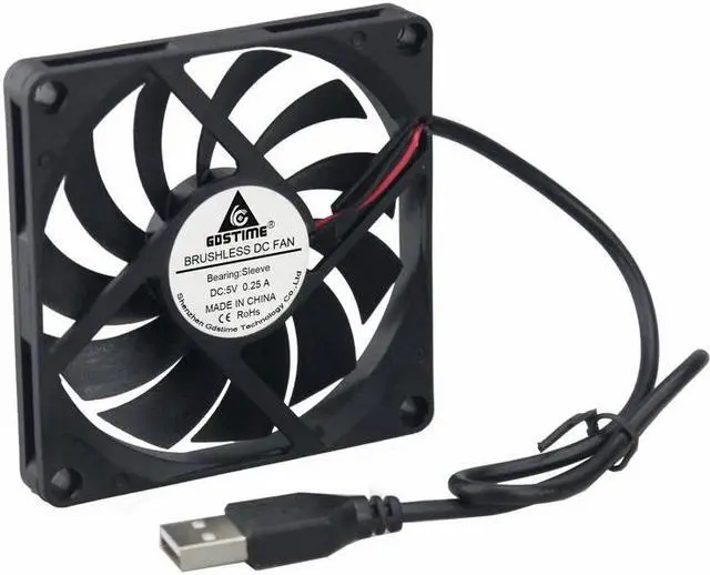 Alt view image 6 of 6 - 2 Pcs USB Powered 5V 80mm DC Brushless Cooling Fan 80mmx80mmx10mm PC Computer Case Cooling Cooler 8cm