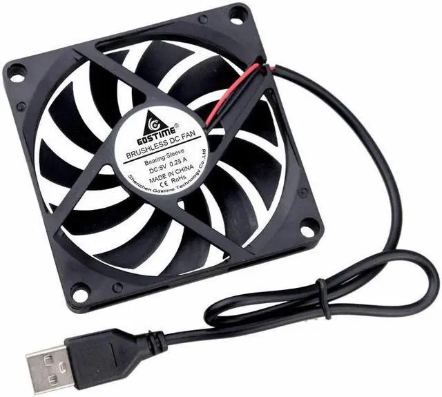 Alt view image 4 of 6 - 2 Pcs USB Powered 5V 80mm DC Brushless Cooling Fan 80mmx80mmx10mm PC Computer Case Cooling Cooler 8cm