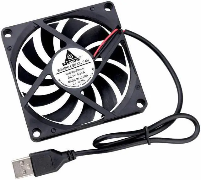 Alt view image 3 of 6 - 2 Pcs 5V 80x80x10mm 8cm PC Brushless Motor Cooler USB Connector Computer Case DC Cooling Fan 80mm x 10mm