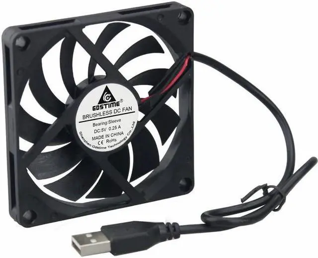 Alt view image 6 of 6 - 2 Pcs 5V 80x80x10mm 8cm PC Brushless Motor Cooler USB Connector Computer Case DC Cooling Fan 80mm x 10mm