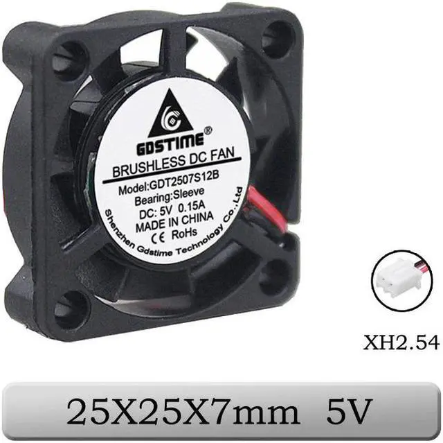 Main image of 2 Pieces 5V 5 Volt 25mm 7mm 25x25x7mm 2507S Small Micro Blushless DC Cooling Fan 2pin 2.0