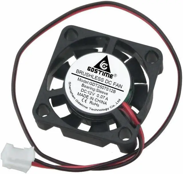 Alt view image 3 of 6 - 2 pcs DC Cooling Fan 25x25x7mm Micro Radiator 25x25mm 12V 2507 25mm x 7mm PH2.0 2 Pin Small Brushless Cooler