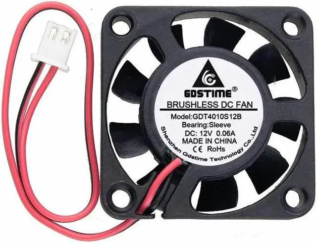 Alt view image 5 of 6 - 2 pcs DC 2.0 2Pin 12V 40x40x10mm 40mm x 10mm PC Computer Case Brushless Cooling Fan 4cm 9 Blades