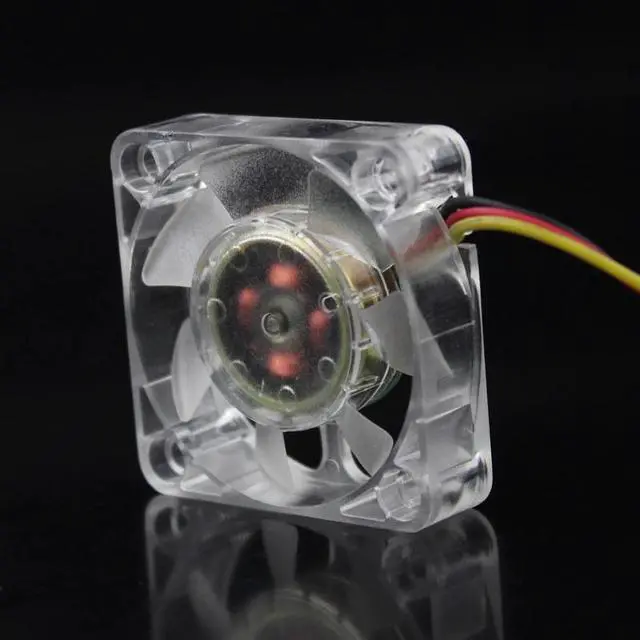 Alt view image 4 of 4 - 2pcs Transparent Case Blue LED Fan 40mm 12V 3Pin Computer PC VGA Chipset Heatsink Cooler DC Cooling Fan 40x40x10mm 4010
