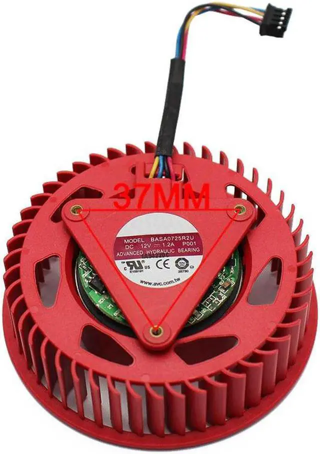 Alt view image 3 of 4 - BASA0725R2U 12V 1.20A 4Pin Red Cooler Fan Replace For ATI HD5870 HD5970 Graphics Card Cooling Fan turbine New &