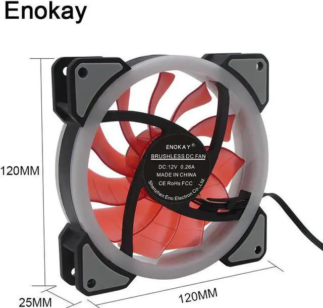 Alt view image 2 of 6 - Enokay 120mm Computer Case Super Silence Fan with LED Lights Computer PC Case Power Supply Cooling Fan Cpu Cooler Fan