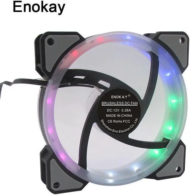 Alt view image 5 of 6 - Enokay 120mm Computer Case Super Silence Fan with LED Lights Computer PC Case Power Supply Cooling Fan Cpu Cooler Fan