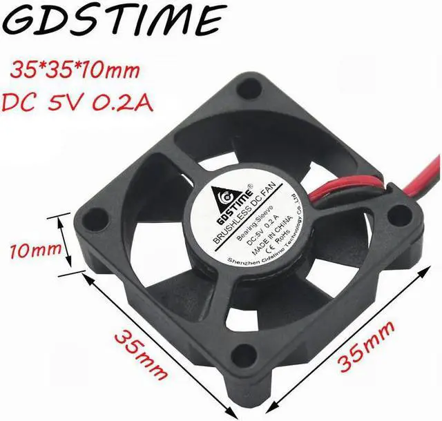 Main image of 2 Pieces 3.5cm 35x35x10mm 5V Brushless DC Cooling Fan 35mm x 10mm 3510 Mini Cooler 2Pin 2.0