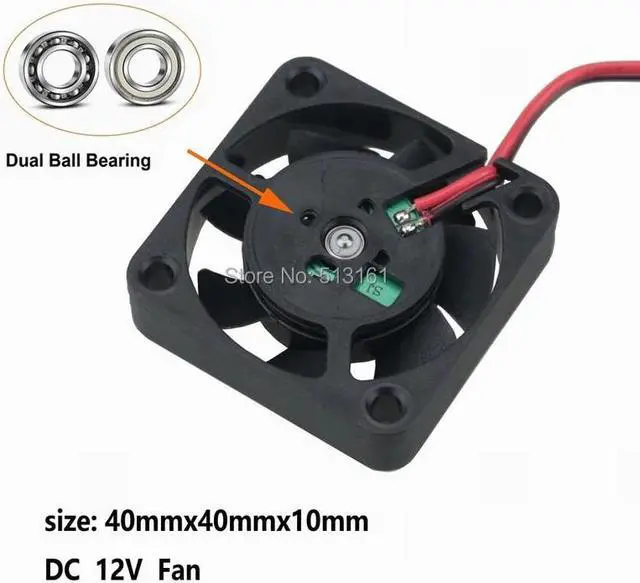 Alt view image 5 of 6 - High Speed Ball Bearing 40x40x10mm DC 12V 2 Pin 40mm Brushless Computer Cooling Fan