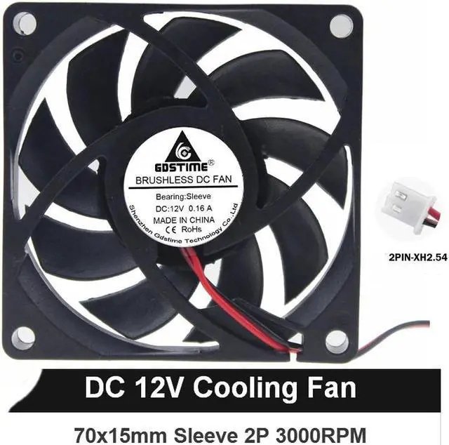 Main image of 2pcs 7cm/70mm/70x70x15mm Fan 12V DC 2Pin Cooling Case/CPU/Computer Cooler Drop shipping