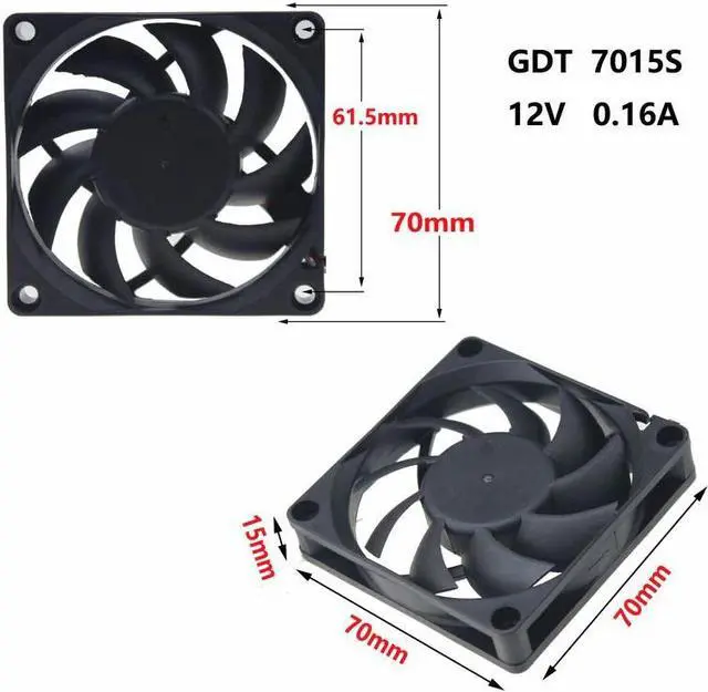 Alt view image 5 of 6 - 2pcs 7cm/70mm/70x70x15mm Fan 12V DC 2Pin Cooling Case/CPU/Computer Cooler Drop shipping