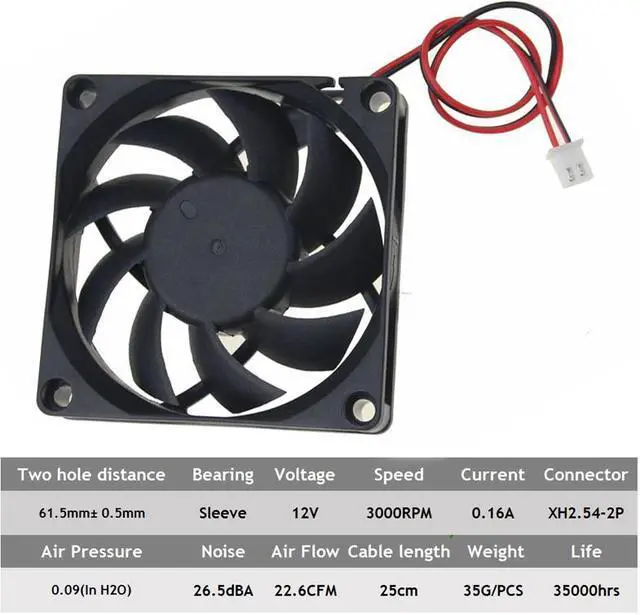 Alt view image 6 of 6 - 2pcs 7cm/70mm/70x70x15mm Fan 12V DC 2Pin Cooling Case/CPU/Computer Cooler Drop shipping