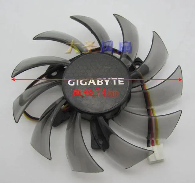 Alt view image 2 of 3 - for Gigabyte Graphics card cooling fan PLD08010S12H 12V 0.25A Diameter 74MM pitch 39MM 3 Lines