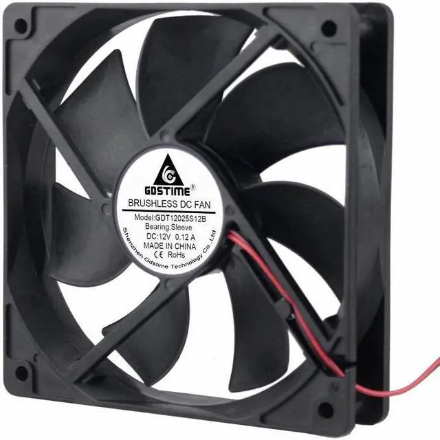 Alt view image 6 of 6 - 1 Piece DC 12V 2 Wire 4Pin 120x120x25mm Cooler 12025 12cm PC Case System Cooling Fan 120mm x 25mm 120mm*120mm