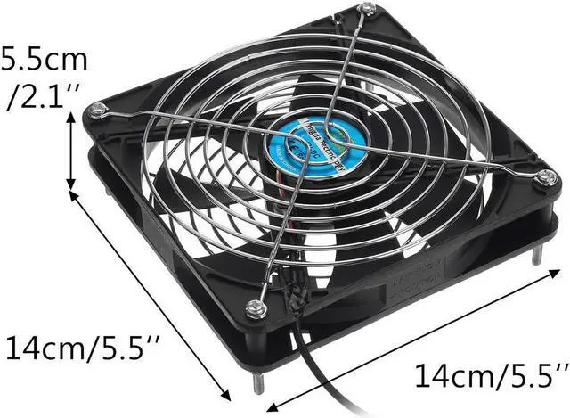 Alt view image 4 of 4 - Router Cooling Fan DIY PC Cooler Cooling TV Box Wireless Quiet DC 5V USB Power 140mm Fan 14CM with Screws Dual Protective Net