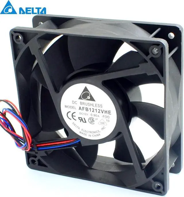Alt view image 2 of 6 - Delta AFB1212VHE F00 signal 120mm 12cm DC 12V 0.90A 3 pin server inverter axial blower cooler cooling fan