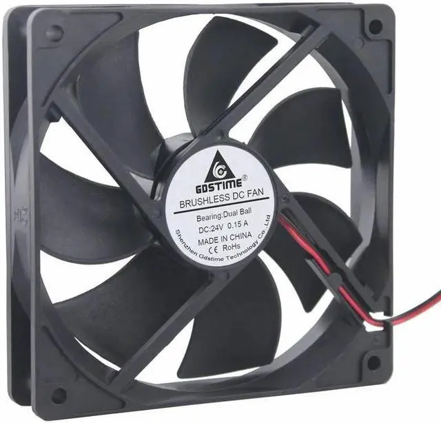 Alt view image 4 of 6 - 1 Pcs 120*25mm Two Balls DC 24V Computer Cooling Fan 12cm 12025 PC Case Cooling System Cooler 120mm x 25mm 2Pin 0.15A