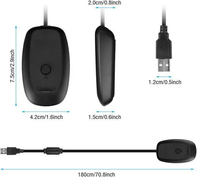 Alt view image 6 of 7 - USB Wireless Receiver Game Controller Adapter For Microsoft Xbox 360 Windows PC