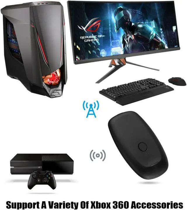 Alt view image 2 of 7 - USB Wireless Receiver Game Controller Adapter For Microsoft Xbox 360 Windows PC