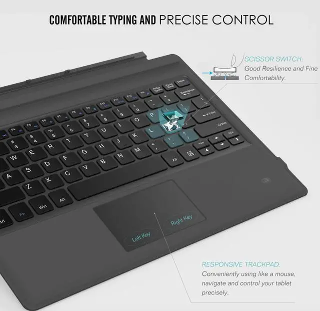 Alt view image 4 of 7 - For Microsoft Surface Pro 7/Pro 6/5 Type Cover Wireless Bluetooth Keyboard
