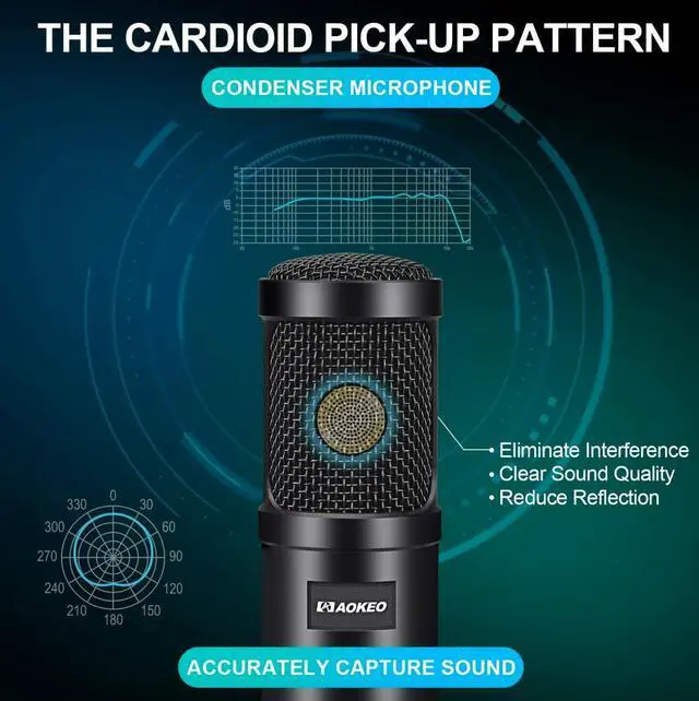 Alt view image 5 of 7 - Aokeo Professional USB Streaming Podcast PC Condenser Microphone With Stand+Pop