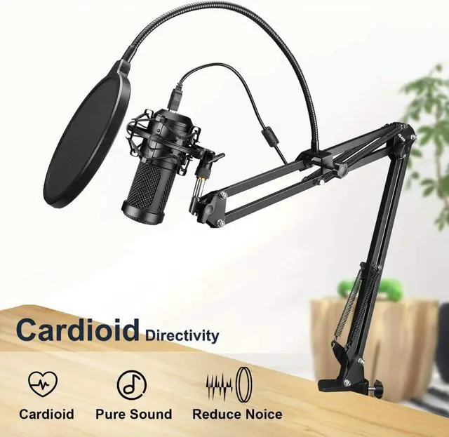 Alt view image 2 of 7 - Aokeo Professional USB Streaming Podcast PC Condenser Microphone With Stand+Pop