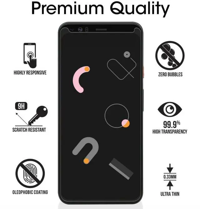 Alt view image 3 of 6 - Google Pixel 4 XL Screen Protector (3 Pack) Premium Real Tempered Glass