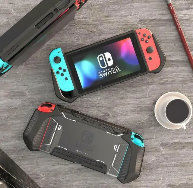Alt view image 6 of 7 - For Nintendo Switch Console Joy-Con, Mumba 360 Protective TPU Grip Case Dockable