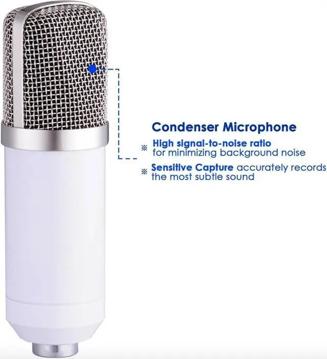 Alt view image 6 of 7 - Condenser Microphone Kit Studio Recording Pro Filter Boom Arm Stand