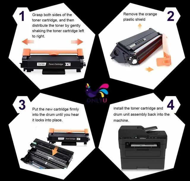 Alt view image 5 of 5 - 2x High Yield TN760 TN730 w/ Chip for Brother TN-760 HL-L2390DW HL-L2395DW Toner