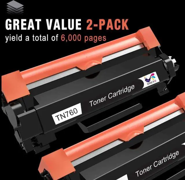 Alt view image 4 of 5 - 2x High Yield TN760 TN730 w/ Chip for Brother TN-760 HL-L2390DW HL-L2395DW Toner