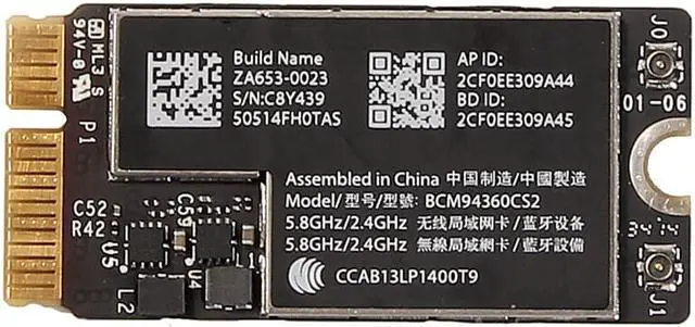 Alt view image 5 of 7 - Broadcom BCM94360CS2 802.11ac Wifi Card For Macbook Air A1465 A1466 MD711 BT4.0