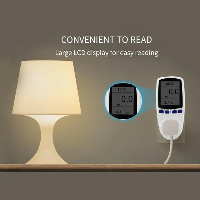 Alt view image 2 of 7 - Digital Outlet Power Meter Energy Monitor Volt Watt Voltage Amps Socket Analyzer