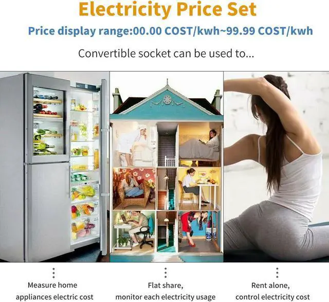 Alt view image 5 of 7 - Digital Outlet Power Meter Energy Monitor Volt Watt Voltage Amps Socket Analyzer