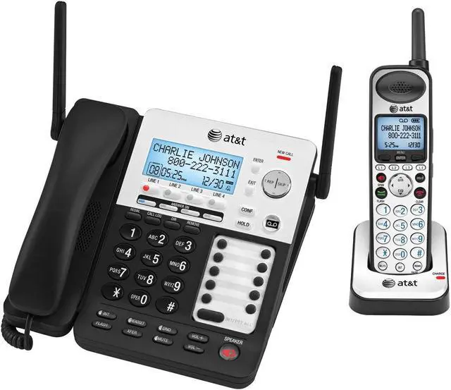 Alt view image 4 of 5 - AT&T ATTSB67138 Corded- Cordless Phone, 4- Line, Dect 6.0, Caller ID, BK- SR