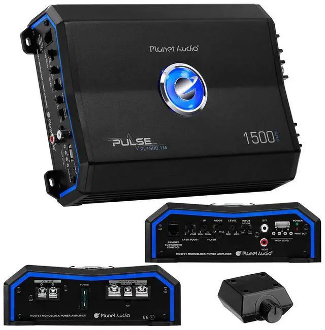 Alt view image 9 of 9 - Planet Audio Pulse 1500W Monoblock Class AB MOSFET Amplifier w/ Remote PL1500.1M
