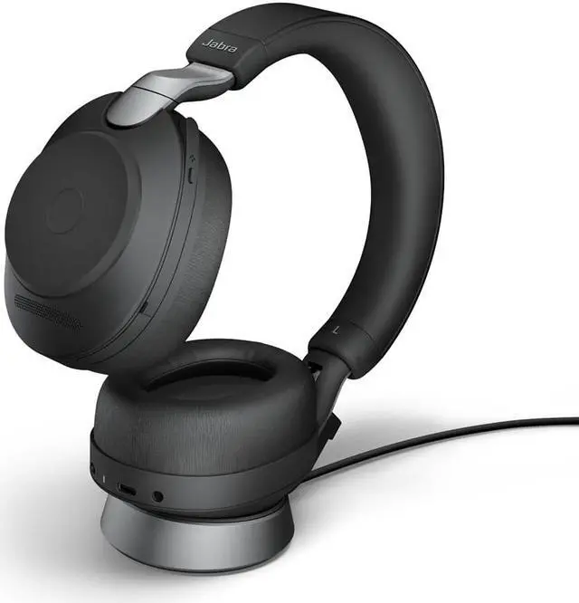 Alt view image 4 of 19 - Jabra Evolve2 85 UC Wireless Headphones with Link380a, Stereo, Black - Wireless Bluetooth Headset for Calls and Music, 37 Hours of Battery Life, Advanced Noise Cancelling Headphones