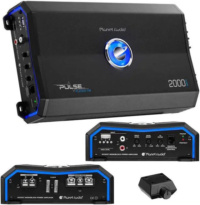Alt view image 4 of 14 - Planet Audio PL2000.1M Monoblock 2000 Watts MAX Power Car Amplifier w/ Remote