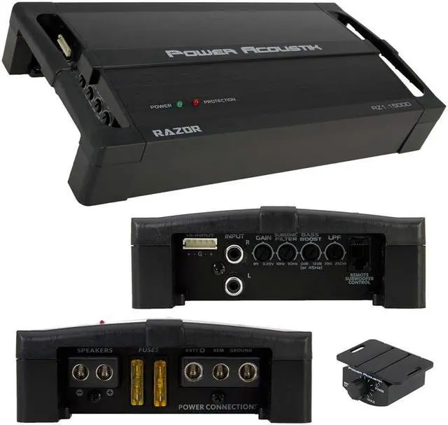 Alt view image 3 of 12 - Power Acoustik - RZ1-1500D - Power Acoustik Razor RZ1-1500D Car Amplifier - 1500 W PMPO - 1 Channel - Class D - MOSFET