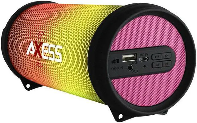 Main image of AXESS PERSONAL LED BLUETOOTH PORTABLE SPEAKER W/AM-FM RADIO, USB, AUX AND LANYARD-PINK