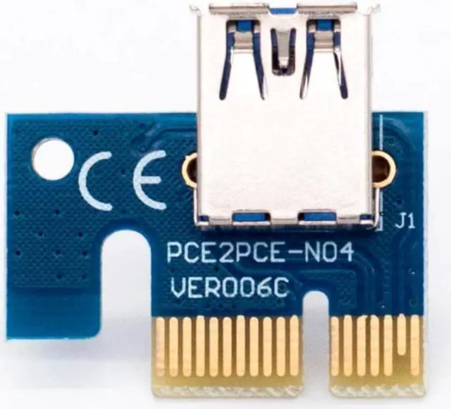 Alt view image 4 of 5 - 006C PC PCIe PCI-E PCI Express Riser Card 1x to 16x USB 3.0 Data Cable SATA to 6Pin IDE Molex Power Supply for BTC Miner Machine