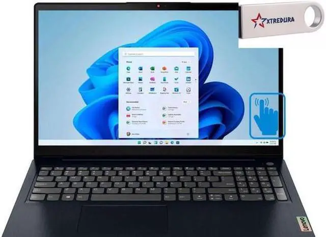 Main image of Lenovo Ideapad 3i Laptop, 15.6" FHD IPS Touchscreen, Intel Core i5-1155G7, 8GB RAM, 256GB SSD, Intel Iris Xe Graphics, Privacy Camera, Wi-Fi, Windows 11 Home/XTREDURA FLASH DRIVE