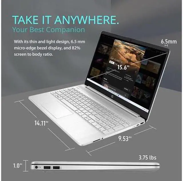 Alt view image 2 of 5 - HP 15 Laptop, 15.6" FHD (1920 x 1080) Display, Intel Core 12TH i3-1215U Upto 4.4GHz, 16GB RAM, 256GB NVMe SSD, HDMI, Card Reader, Wi-Fi, Bluetooth, Windows 11 Pro/XTREDURA FLASH DRIVE