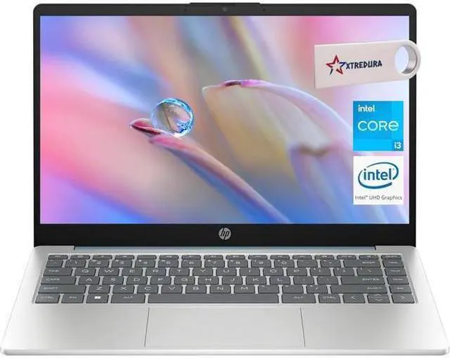 Main image of HP 14 Home & Business Laptop HD (1366 x768) Intel i3-N305 8-Core, 32GB RAM, 128GB SSD, Up to 3.8 GHZ, 14", Wifi, Bluetooth, Webcam, Moonlight Blue, Windows 11 Home/XTREDURA FLASH DRIVE