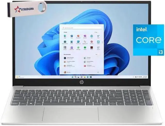 Main image of HP 15 Home & Business Laptop Full HD (1920 x1080) Intel i3-N305 8-Core, 8GB RAM, 1TB SSD, Up to 3.8 GHZ, 15", Wifi, Bluetooth, Webcam, Silver, Windows 11 Pro/XTREDURA FLASH DRIVE
