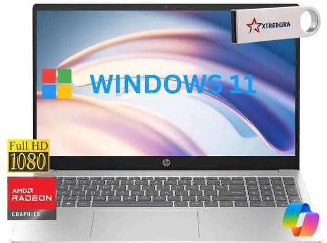 Main image of HP 17 Home & Business Laptop,17.3" FHD 1920 x 1080 , AMD Ryzen 5  7520U (Beat i5-1135G4) 8GB DDR5 RAM, 2TB SSD, Webcam, Bluetooth, Wi-Fi,Windows 11 Pro/XTREDURA FLASH Drive