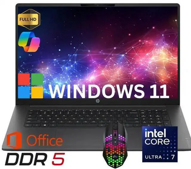 Main image of HP OmniBook(Envy Next Brand) 3 AI PC Laptop 17.3" FHD IPS Display Intel Ultra 7 255U (Beats i7-13620H) Up to 5.2GHz 12 Core, 16GB DDR5, 1TB SSD, Wi-Fi 7, Life Time Office Windows 11 Home/ LED Mouse