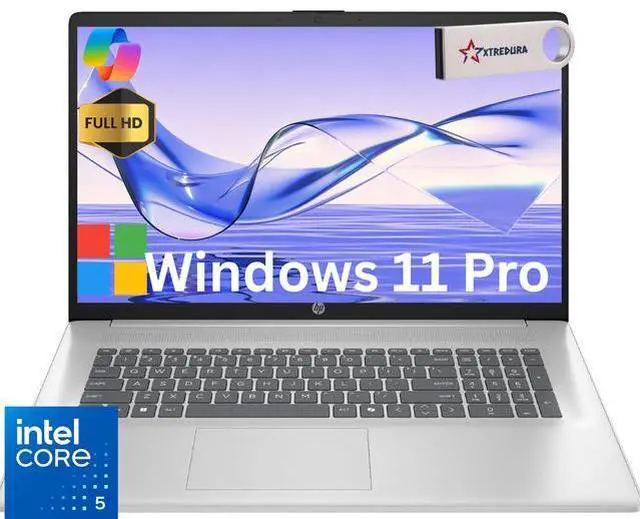 Main image of HP 17 AI PC Laptop 17.3" FHD IPS Display Intel Core 5 120U (Beat i5-1335U) Up to 5 Ghz 10 Core,16GB ,512GB SSD,Windows 11 Pro/ Flash Drive